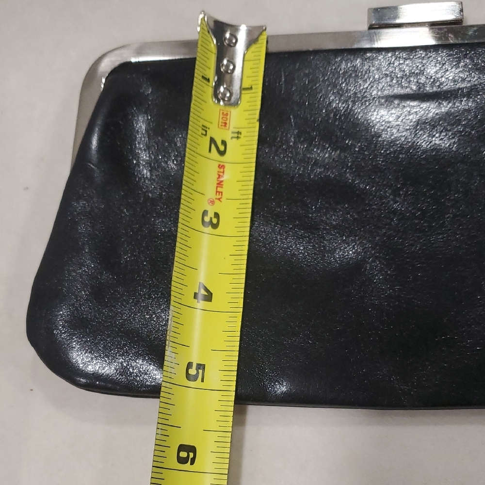 HOBO Black Leather Clutch with Silver Frame - Picture 3 of 8